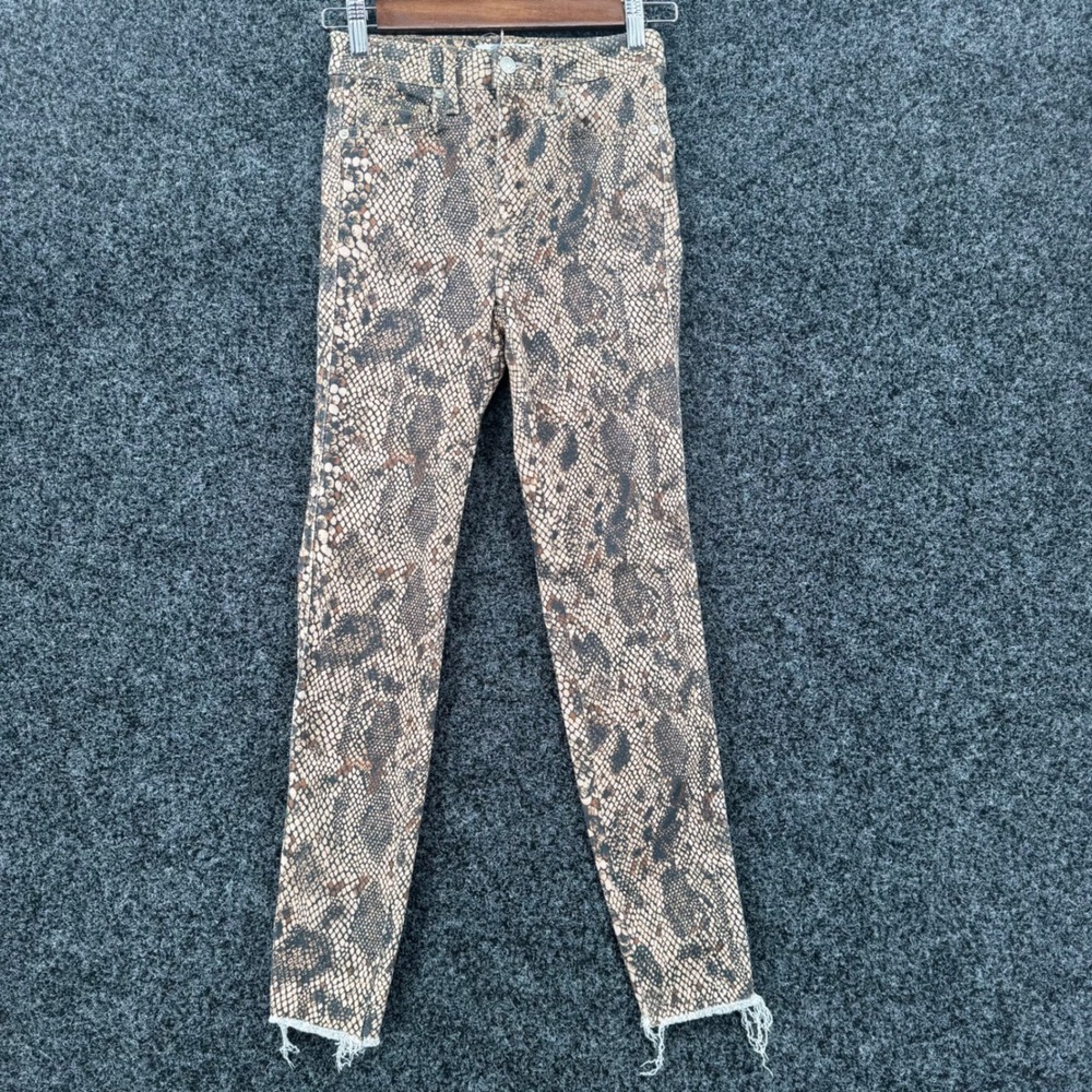 We The Free Free People Snakeskin Print High Rise Skinny Jeans Brown Tan Size 24